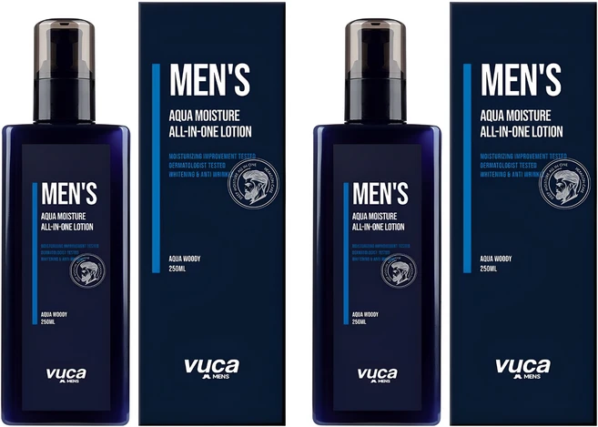 뷰카 남성용 아쿠아 모이스처 올인원 로션 아쿠아 우디향, 250ml, 2개 - 쿠팡