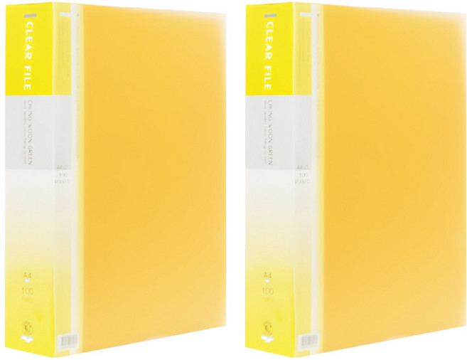 ECO Chungwoon PP材質透明文件夾, 黃色, 2本