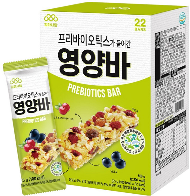 엄마사랑 프리바이오틱스 영양바, 550g, 1개