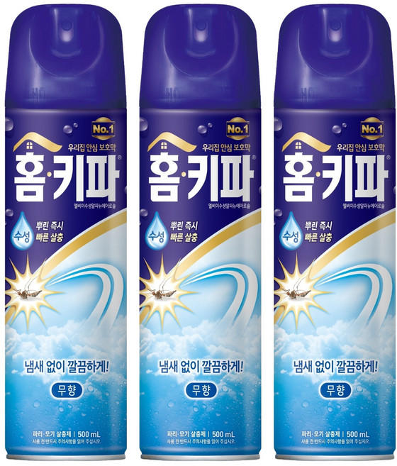 홈키파 무향 에어졸 살충제, 500ml, 3개
