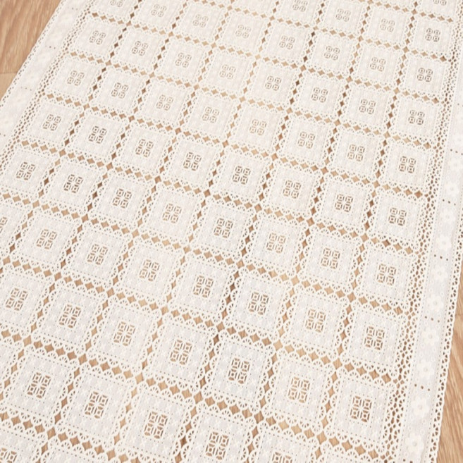 데코리아 북유럽풍 레이스 방수코팅 테이블커버 FL2964, 베이지, 폭 50cm x 길이 2m, 1개
