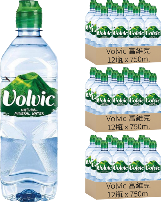 Volvic 富維克 台灣公司貨 天然礦泉水, 750ml, 36瓶