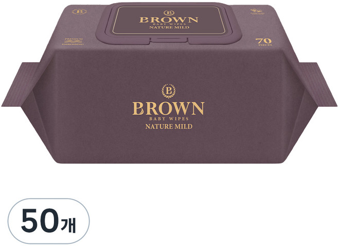 브라운 네이처 마일드 엠보싱 저자극 아기물티슈 캡형, 70g, 70매, 50개