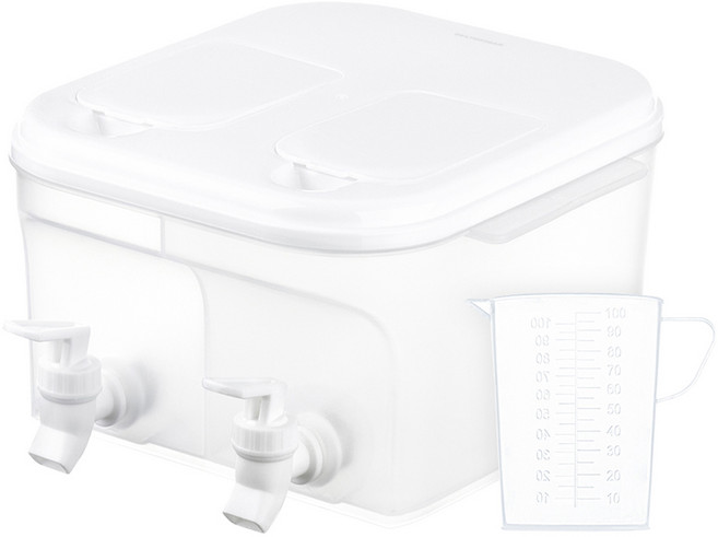 일상공감 간편하꾹 디스펜서 2구 + 계량컵 세트, 혼합색상 + 투명, 1세트