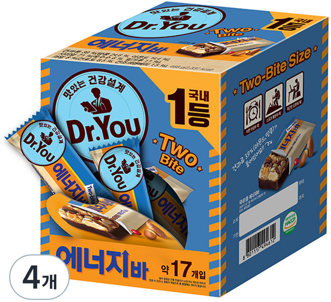 닥터유 에너지바 투바이트, 468g, 4개