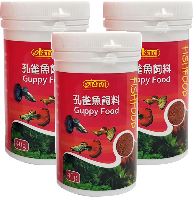 ISTA 伊士達 孔雀魚飼料 微粒 粉狀, 40g, 3罐