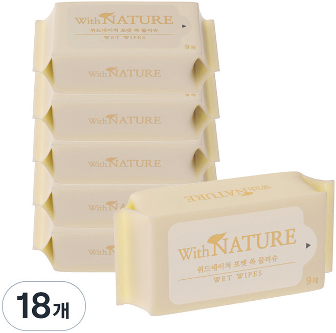 위드네이쳐 포켓 쏙 미니 물티슈 본품, 18개, 9매, 50g