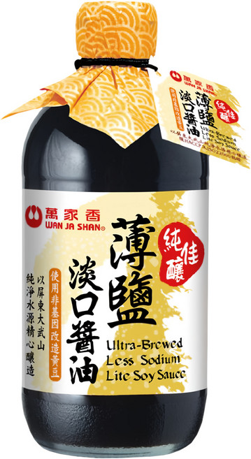 萬家香 純佳釀薄鹽淡口醬油, 450ml, 1瓶