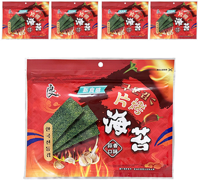 良澔 片烤海苔 蒜香, 5包, 32g