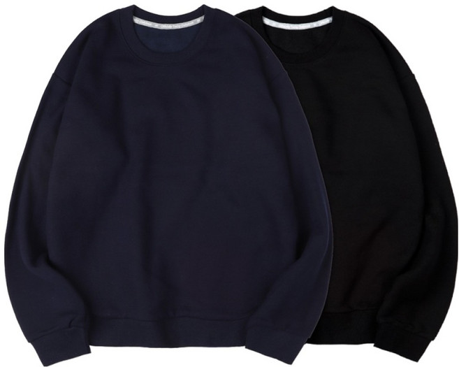 벤힛 남녀공용 세미오버핏 특양면 무지 맨투맨 2종 세트