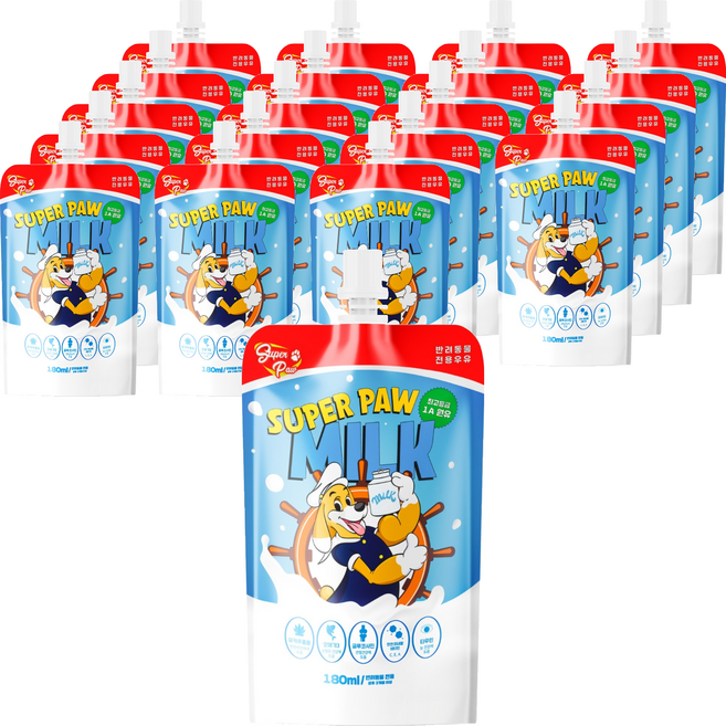 슈퍼포우 강아지 고양이 우유 펫밀크, 우유맛, 180ml, 20개