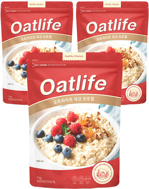 두보식품 오트라이프 국산 오트밀, 1kg, 3개