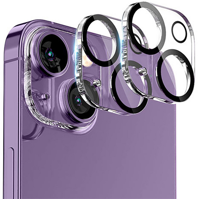 구스페리 빛번짐 차단 블랙써클 풀커버 휴대폰 카메라 강화유리 보호필름 2매, 1세트