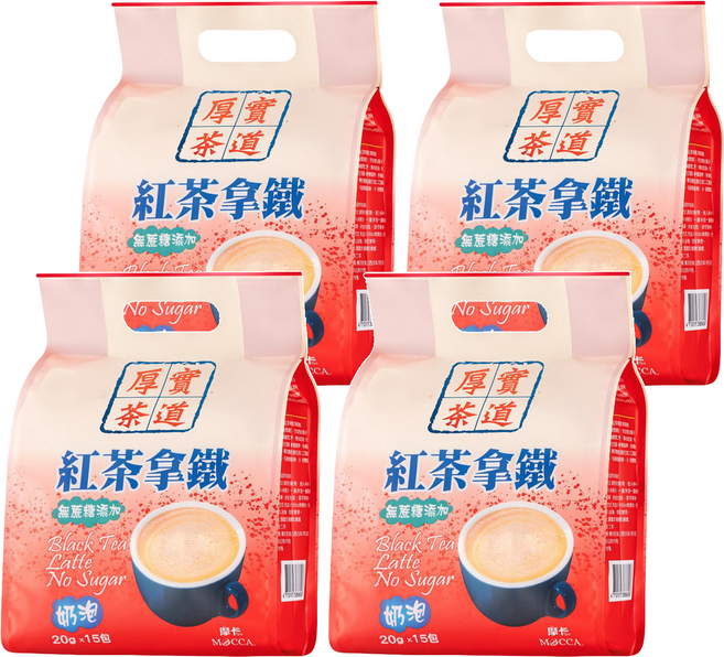 MOCCA 摩卡 紅茶拿鐵 無糖, 20g, 15包, 4袋