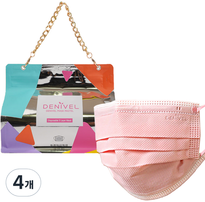 데니벨 마스크 파스텔 컬러마스크 대형 피치 블라썸, 30개입, 4개