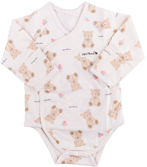 Hans Nature 新生兒用按扣紗布衣