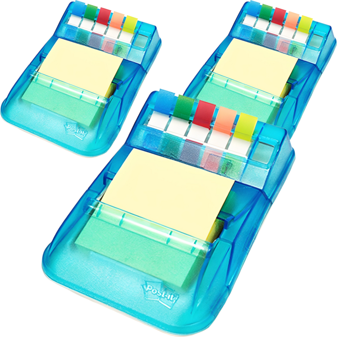 쓰리엠 포스트잇 콤보팩 KR-2001 디스펜서 + 팝업리필 100p+ 플래그 50p, 혼합 색상, 3세트
