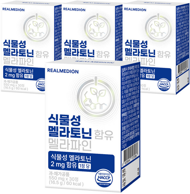 리얼메디온 식물성 멜라토닌 함유 멜라파인 16.5g, 4개, 30정