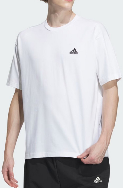 adidas 愛迪達 男款 Wording 寬鬆版重磅單面針織短袖T恤 IM8769, 白色