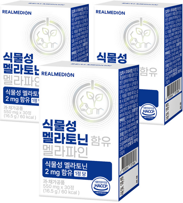 리얼메디온 식물성 멜라토닌 함유 멜라파인 16.5g, 3개, 30정