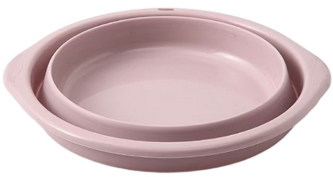 원이네 휴대용 다용도 접이식 대야 소, 핑크, 1개