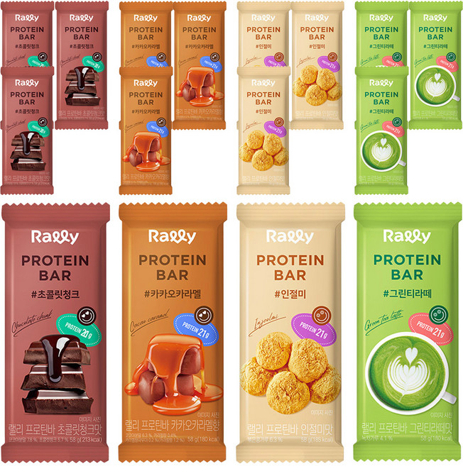 Rally 프로틴바 4종 세트, 58g, 4세트