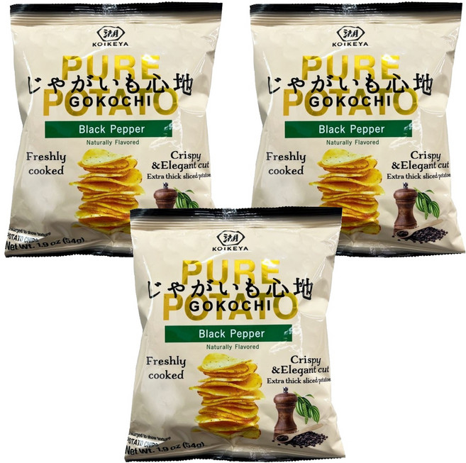 퓨어포테토 고코치 블랙페퍼 감자칩, 54g, 3개