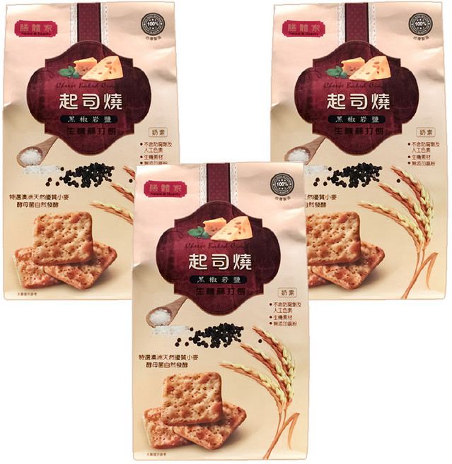 膳體家 起司燒生機手作餅 黑椒岩鹽, 250g, 3包