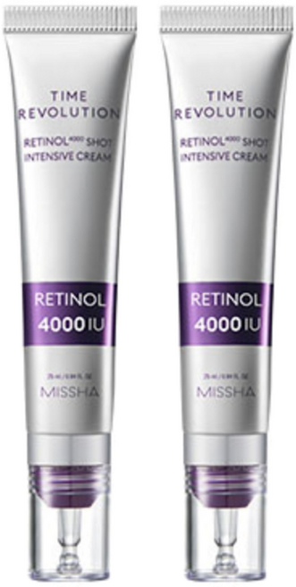 미샤 타임 레볼루션 레티놀 4000샷 집중 크림, 25ml, 2개