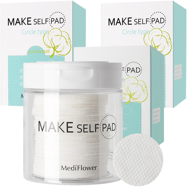 메디플라워 메이크 셀프 패드 화장패드 100p + 리필 130p 세트, 3개