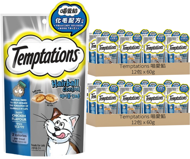 Temptations 喵愛餡 貓點心, 化毛配方口味, 60g, 24包