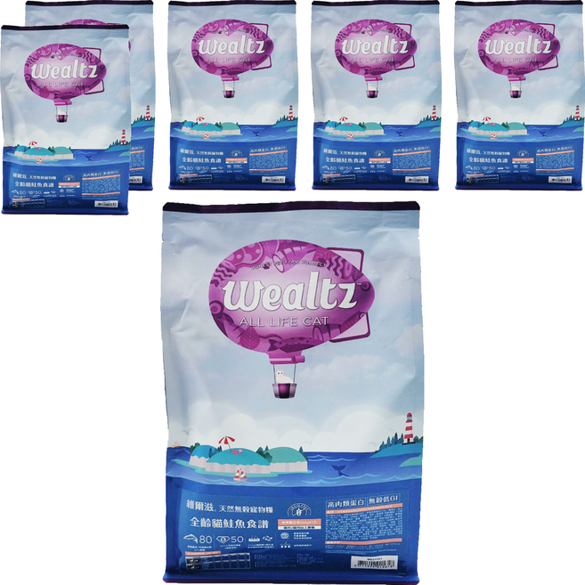 Wealtz 維爾滋 全齡貓 天然無穀寵物乾糧, 300g, 6包, 鮭魚