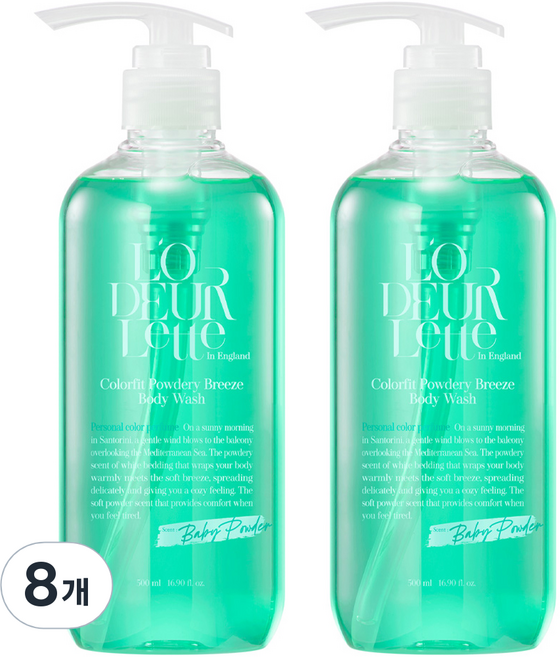 로더렛 인 잉글랜드 컬러핏 파우더리 브리즈 바디 워시 베이비파우더향, 8개, 500ml