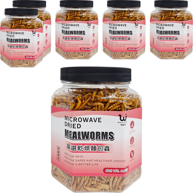 WEIYITER 維益特 台灣公司貨 嚴選乾燥麵包蟲 爬蟲專用, 180g, 6罐