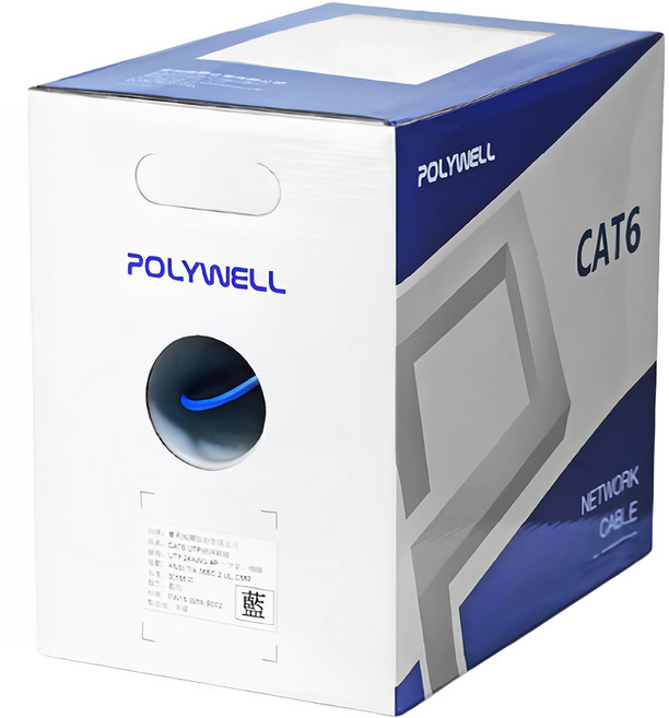 POLYWELL 寶利威爾 CAT6 UTP網路線箱線 PW15-W59-B002, 藍色, 1條, 305m