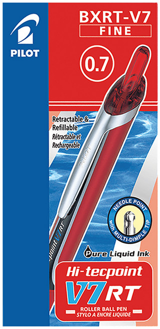 PILOT 百樂 按鍵鋼珠筆 0.7mm BX-RT-V7, 紅色, 12支