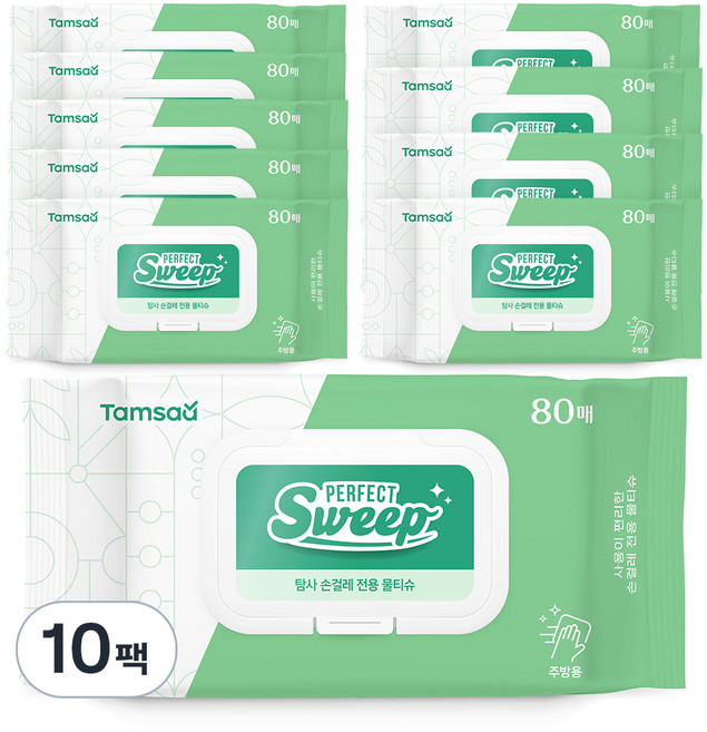 탐사 손걸레 전용 물티슈 캡형, 80개입, 10개