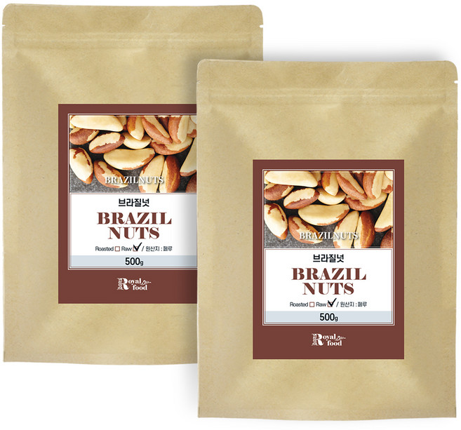 로얄푸드 페루산 브라질너트 A등급 MG, 500g, 2개