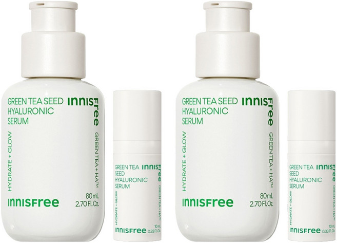 이니스프리 그린티 씨드 히알루론산 세럼 80ml + 10ml 세트, 2개