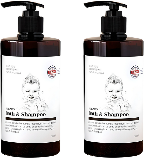 페르바도 바스앤샴푸 아기 올인원 클렌저 탑투토워시 대용량, 500ml, 2개
