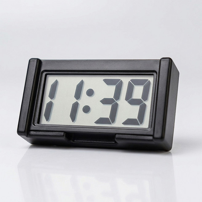 꾸지 접착식 미니 LCD 디지털 시계, 블랙
