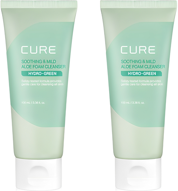 김정문알로에 큐어 수딩 앤 마일드 알로에 폼 클렌저, 100ml, 2개