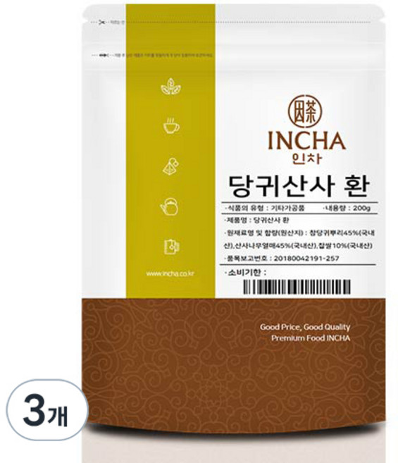인차 당귀산사 건강환, 3개, 200g