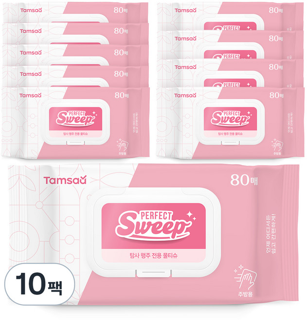 탐사 행주 전용 물티슈 80매 캡형, 50g, 80개입, 10개