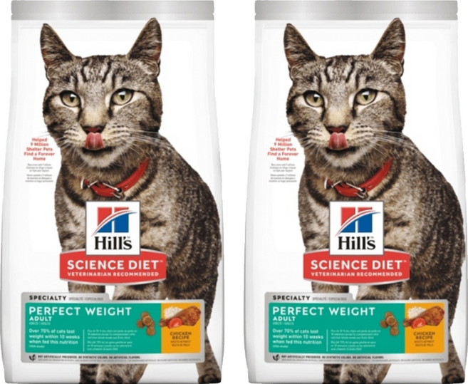 Hill's 希爾思 SCIENCE DIET 成貓 完美體重特調食譜 乾飼料, 雞肉 + 米, 1.36kg, 2袋