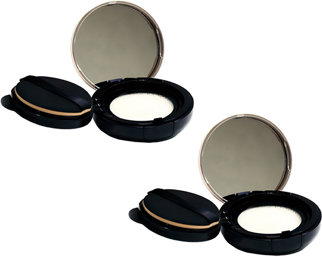 마타바 DIY 쿠션팩트 케이스 블랙써클 72x72x30mm, 검정 + 로즈골드, 2개