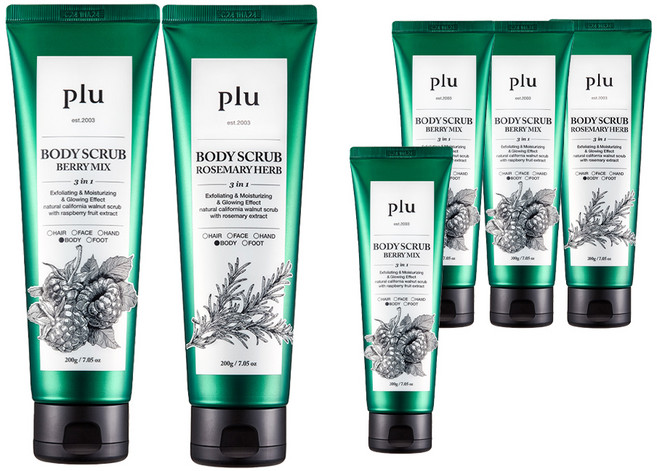 플루 오리지널 바디스크럽 베리믹스 200g + 로즈마리허브 200g 세트, 3개