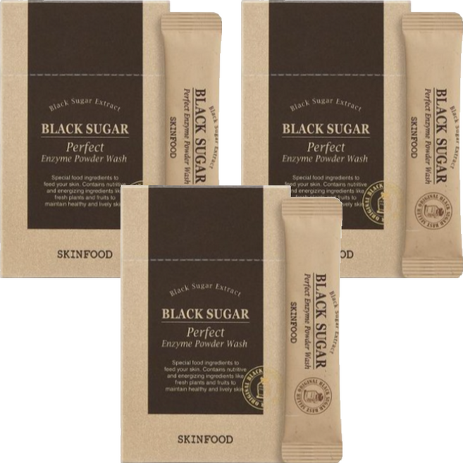 스킨푸드 블랙슈가 퍼펙트 엔자임 파우더 워시 30p, 36g, 3개