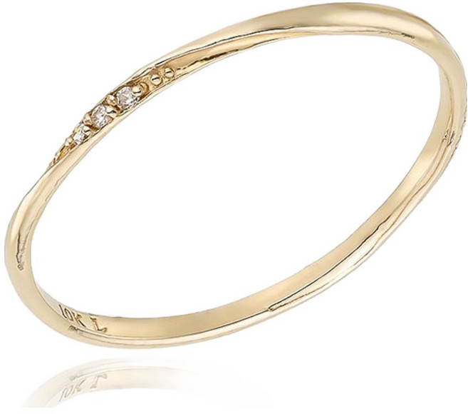 로이드 여성용 10K 골드 마이크로 파베 트위스트 실반지 + 쇼핑백