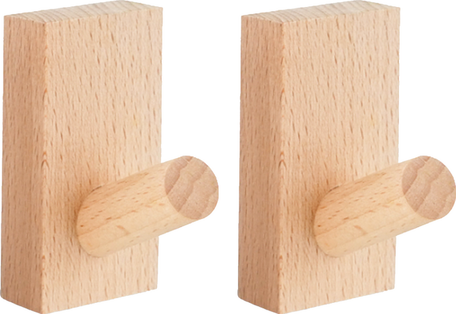 Sunland 北歐實木簡約掛鉤 櫸木 附4組螺絲組 2個 8 x 4 x 6cm 100g, 1組